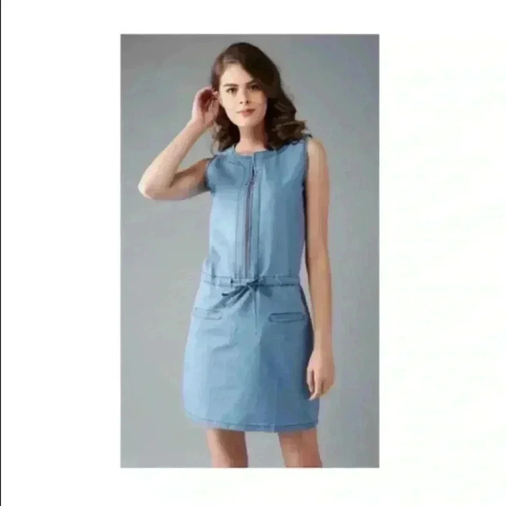 💥Vintage Vibe Denim Jumper Zip Up Dress L